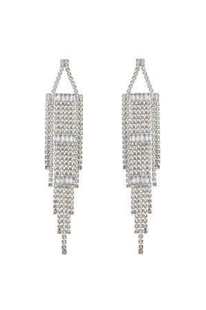 Crystal embellished fringed earrings