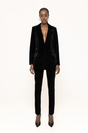 High-waisted tailored velvet