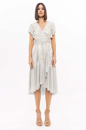 Metallic effect midi dress