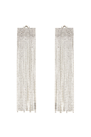 Crystal embellished fringed earrings