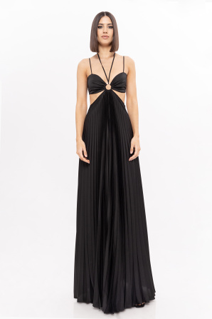 Pleated open-back dress