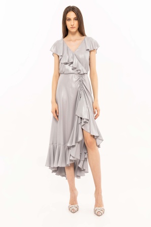 Ruffle trim midi dress