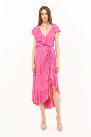 Ruffle trim midi dress
