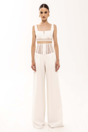 Lace insert crop top