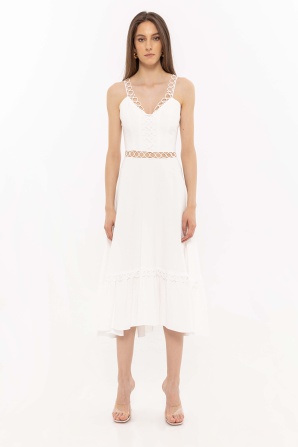 Cut-out detail viscose dress