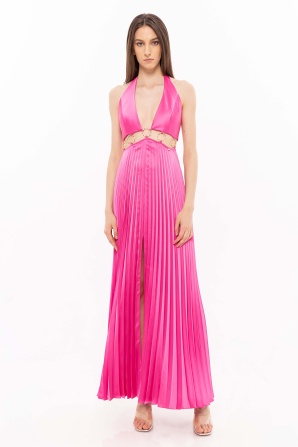 Plissé cut-out dress