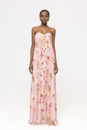 Printed corset-style maxi dress