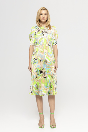 Pleated satin midi dress