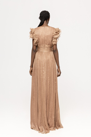 Ruffled silk maxi dress