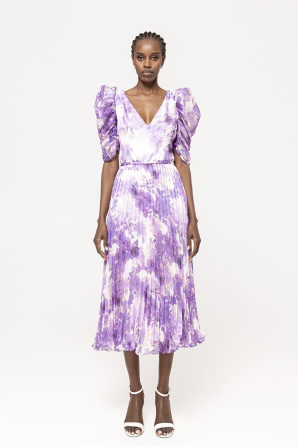 Pleated organza midi dress