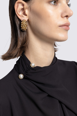 Pearl-detail draped top