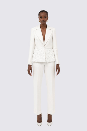3D flowers single-breasted blazer