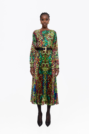 2603104 RILEY HOROSCOPE DRESS ベージュ Mサイズ Rochie din voal cu imprimeu leopard | RC14884 | NISSA