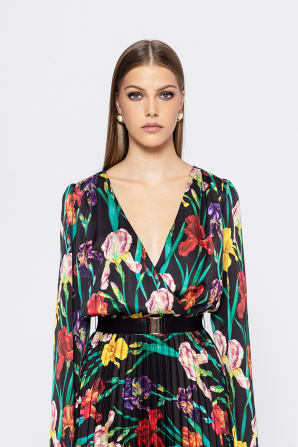 Printed satin midi dress