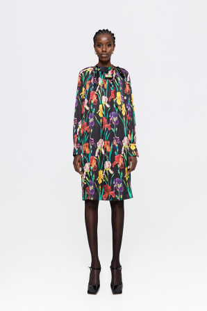 Scarf-detail satin midi dress
