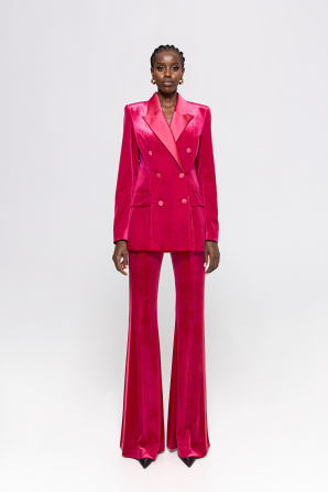 Double-breasted velvet blazer