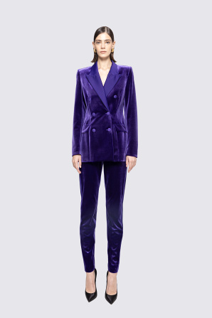 Double-breasted velvet blazer