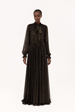 Polka-dot tulle maxi dress