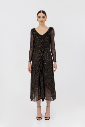 Polka-dot tulle midi dress