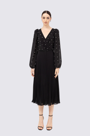 Crystal-embellished chiffon midi dress