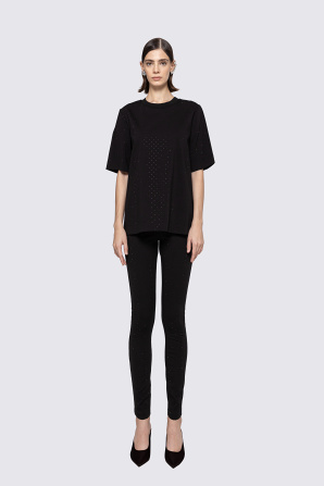 Crystal-embellished cotton top