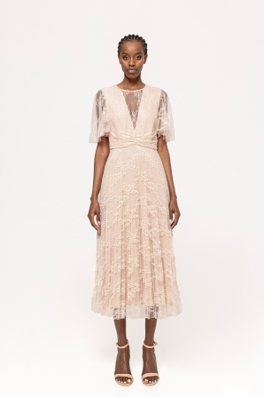 Embellished lace midi dress