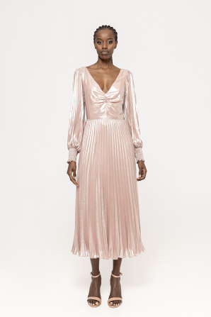 Pleated lame midi dress