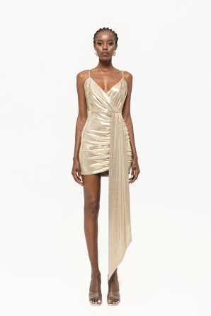 Backless lamé mini dress