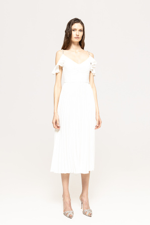Crystal-embellished pleated dress