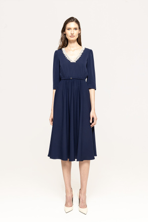 Faux-pearl embellished midi dress