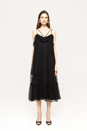 Open-back silk dress