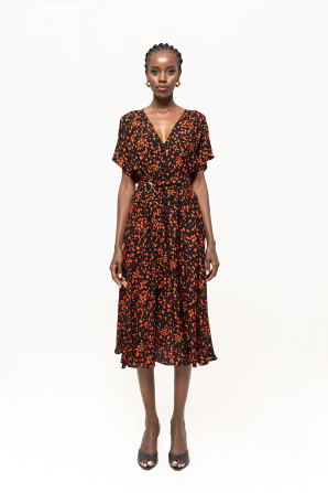 Printed viscose midi dress