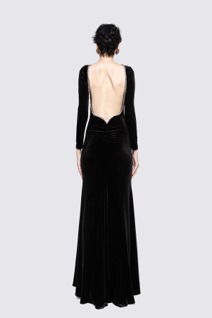 Backless velvet maxi dress