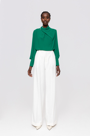 Pearl-detail draped top