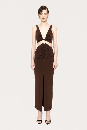 Cut-out jersey midi dress