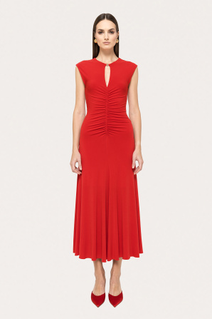 Ruched jersey midi dress
