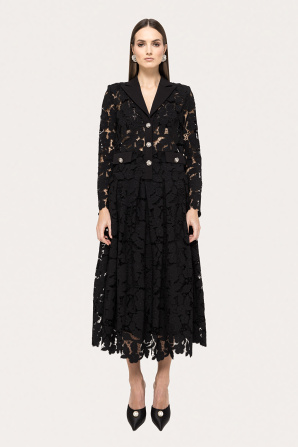 Crystal-detail lace suit jacket