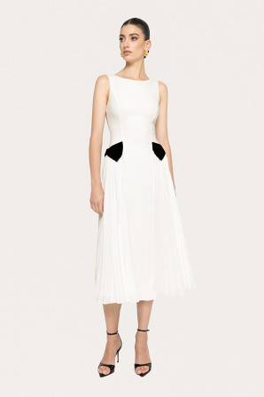 Pleated crepe midi dress