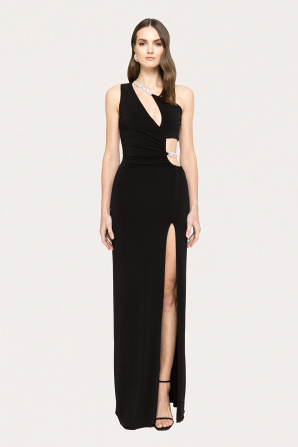 Crystal-embellished jersey maxi dress