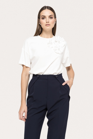 Floral-appliqué viscose top