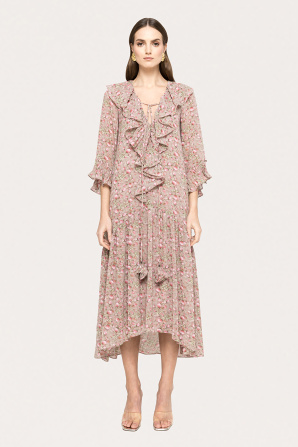 Printed chiffon midi dress