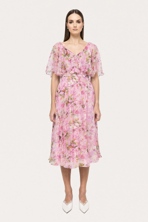 Ruffled silk midi dress