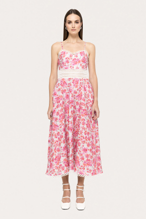 Printed linen midi dress