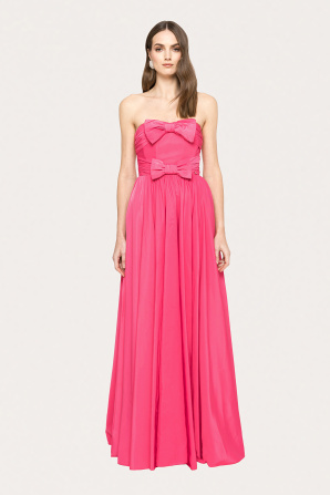 Bow-detail taffeta maxi dress