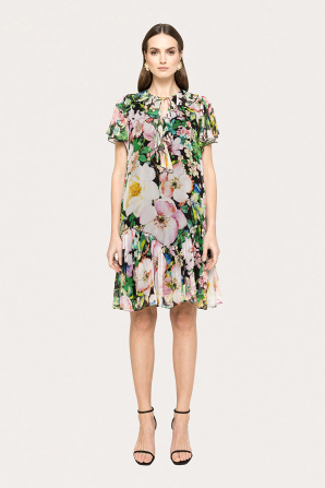 Ruffled silk dress