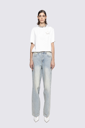 Floral-appliqué viscose top