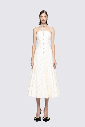 Embroidered jacquard midi dress