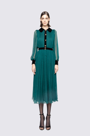 Belted silk midi dress
