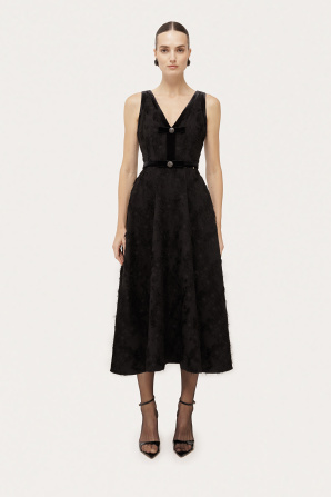 Crystal embellished jacquard midi dress