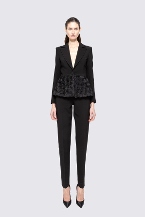 3D flowers single-breasted blazer